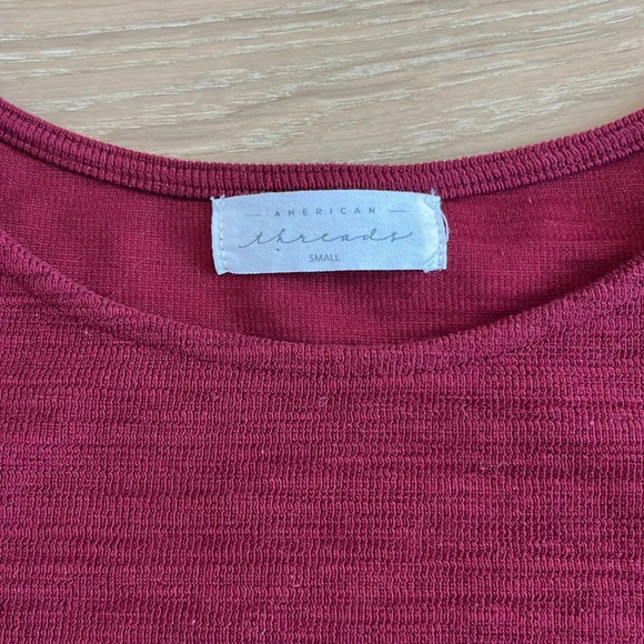 American Threads Red Dress Long Sleeve Bow Tie Waist Mini Length Holiday Dress - Picture 4 of 7